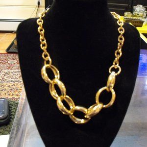 Gold Plated Necklace with Thick Gold Rings at Bottom